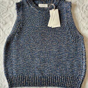 toast Cotton Merino Marl Knitted Tank in Blue Marl - Small - Brand New with Tag